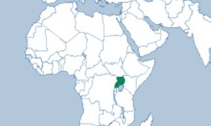 Map of Africa with Uganda highlighted