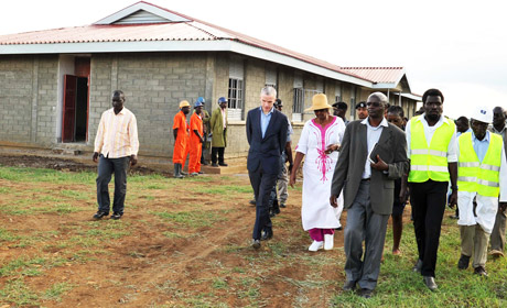 Irish Ambassador to Uganda Donal Cronin with Uganda’s First Lady Janet Museveni, on a tour of one of the newly built schools in Karamoja.