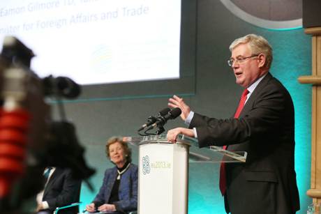 An Tanaiste, Eamon Gilmore, closes the Hunger Nutrition and Climate Justice Conference, April 2013. Photo: Mac Innes Photography