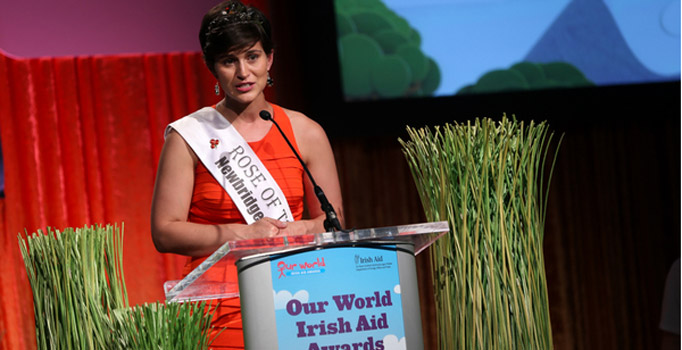 Maria Walsh Rose of Tralee speaker at the National Finals of the Our World awards 2015
