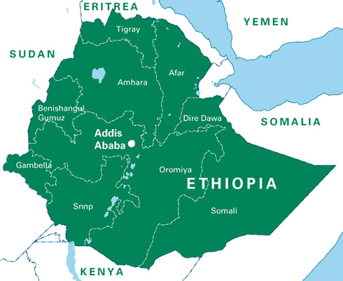 A large political map of Ethiopia