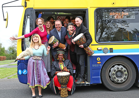 Minister McHugh with performers and Africa Day champions 